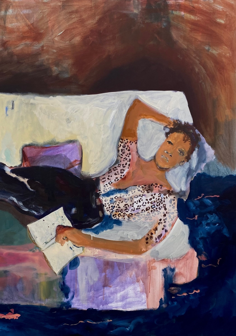 Artwork of woman lying down